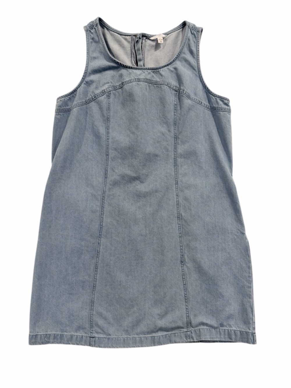 Time and Tru Chambray Denim Dress Size Large Sleeveless Blue Shift Dress - Picture 2 of 6